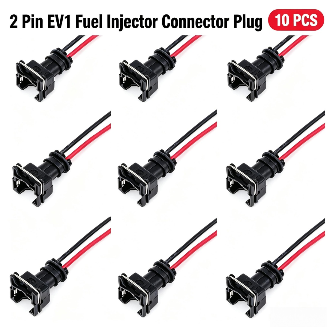10 PCS 2 Pin EV1 Fuel Injector - Fuel Injector Wiring Harness Plug Pigtail 评论和价格