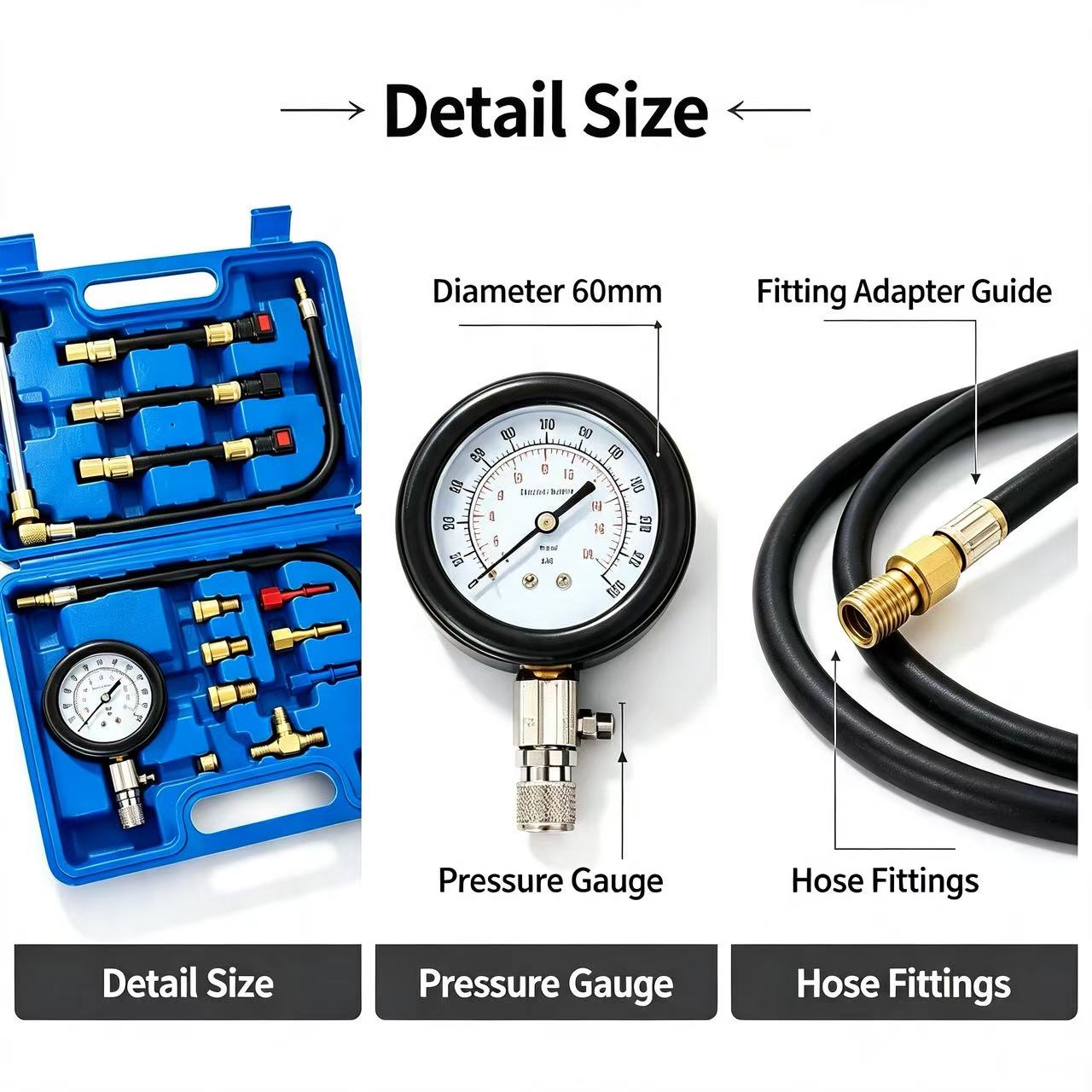 Fuel Pressure Gauge Tester Kit - Fuel Pressure Test Gauge Kit Automotive 评论和价格